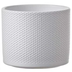 Mica Decorations Plantenpot - Wit - Relief - Keramiek - 17 X 14 Cm