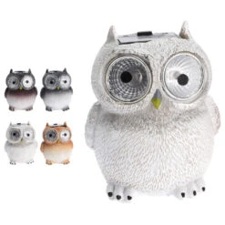 Merkloos Tuinbeeld - Uil - Met Solar Verlichting - Polystone - 9 Cm -Exporteren Tuin & Thuis Decor Winkel 1000008152 0102