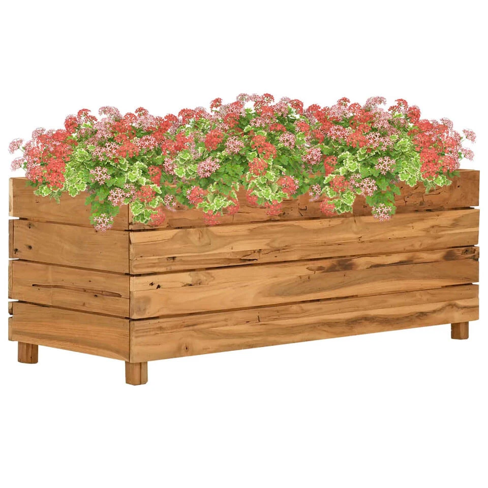 VidaXL Plantenbak Verhoogd 100x40x38 Cm Gerecycled Teakhout En Staal 1 VidaXL Plantenbak Verhoogd 100x40x38 Cm Gerecycled Teakhout En Staal