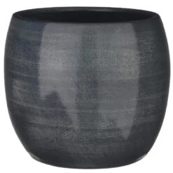 Mica Decorations Bloempot - Donkerblauw - Keramiek - 24 X 22 Cm