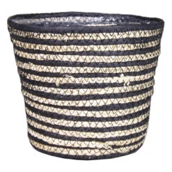 Bela Arte Plantenpot - Rotan - Naturel En Zwart - 19 X 16 Cm
