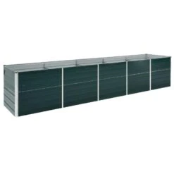 VidaXL Plantenbak Verhoogd 400x80x77 Cm Gegalvaniseerd Staal Groen