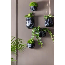 PRESENT TIME Muur Plantenpot Globe - Marmerprint Zwart - Ø14,5x9,8cm -Exporteren Tuin & Thuis Decor Winkel 1000040262 0110