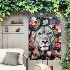 Tuinposter Leeuw 80x60 Cm Bont -Exporteren Tuin & Thuis Decor Winkel 1000042874 0101
