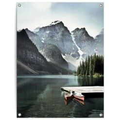Tuinposter Lake Moraine 80x60 Cm Groen