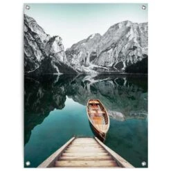 Tuinposter Bergmeer 80x60 Cm Blauw