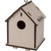 Merkloos Vogelhuisje - 2-in-1 - Houten Nestkastje - 14 X 19 Cm