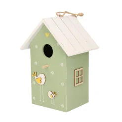 Boltze Vogelhuisje - Groen Met Wit Dak - Hout Nestkastje - 22 Cm