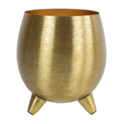 Countryfield Bloemen/plantenpot Vegas - Metaal/nikkel - Goud - D13 X H15 Cm