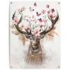 Tuinposter Hert In Bloemen 80x60 Cm Roze