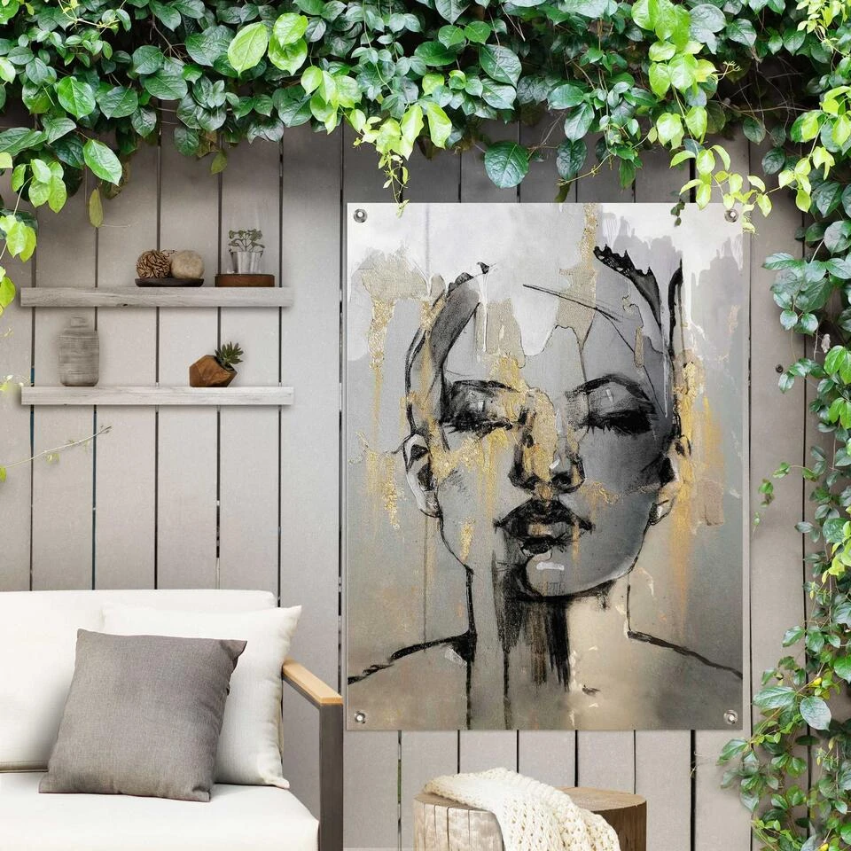 Tuinposter Golden Face 80x60 Cm Goudkleurig 2 Tuinposter Golden Face 80x60 Cm Goudkleurig - Afbeelding 2