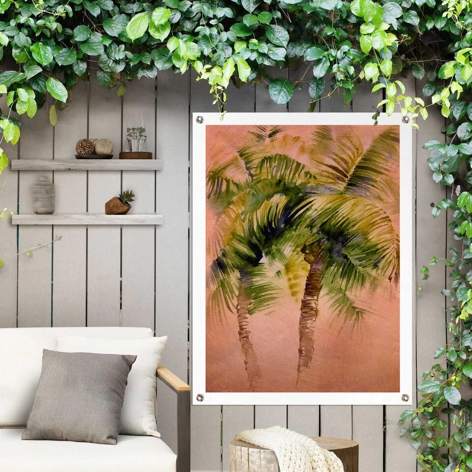 Tuinposter Painted Palm Trees 80x60 Cm Bruin 2 Tuinposter Painted Palm Trees 80x60 Cm Bruin - Afbeelding 2