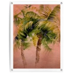 Tuinposter Painted Palm Trees 80x60 Cm Bruin