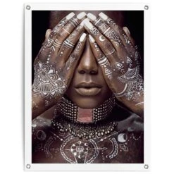 Tuinposter Afrikaanse Vrouw 80x60 Cm Wit