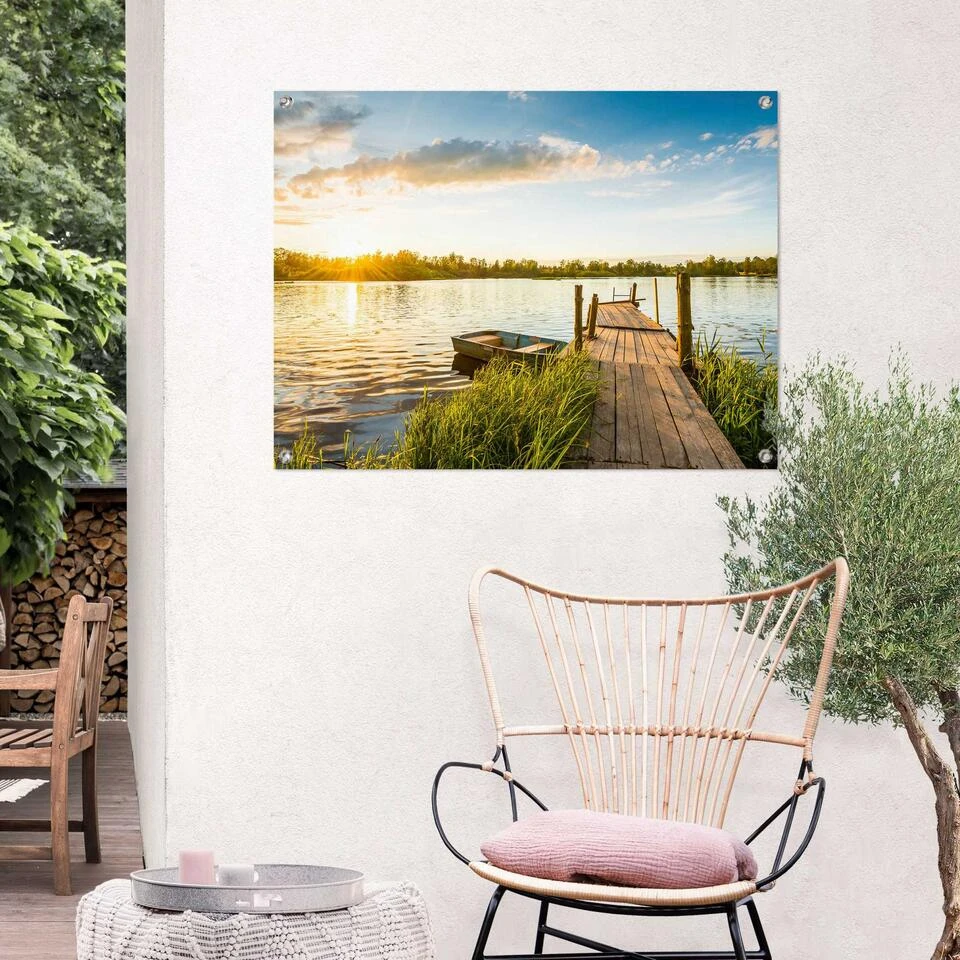 Tuinposter Zonsopgang 60x80 Cm Blauw 2 Tuinposter Zonsopgang 60x80 Cm Blauw - Afbeelding 2