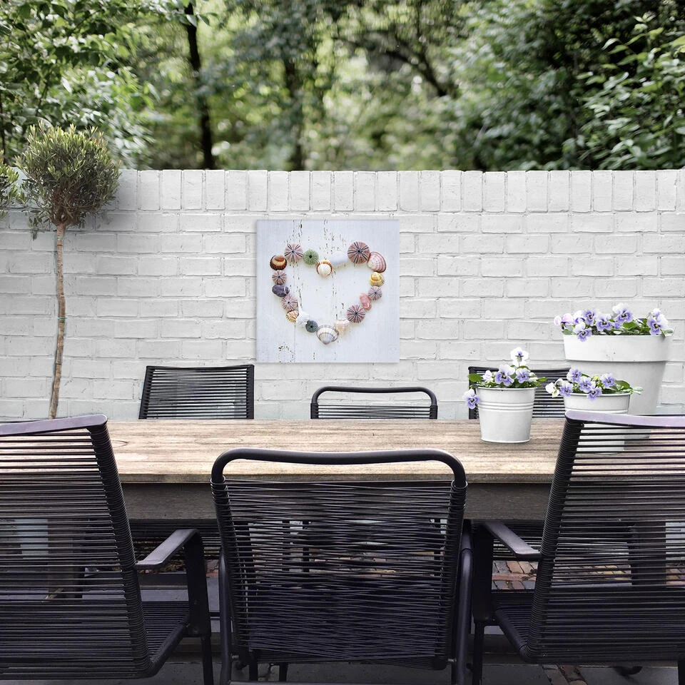 Art For The Home - Buitencanvas - Schelpenhart - 50x50cm 2 Art For The Home - Buitencanvas - Schelpenhart - 50x50cm - Afbeelding 2