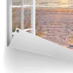 Tuinposter Zonsondergang Door Het Raam 80x60 Cm Beige -Exporteren Tuin & Thuis Decor Winkel 1000096666 0102