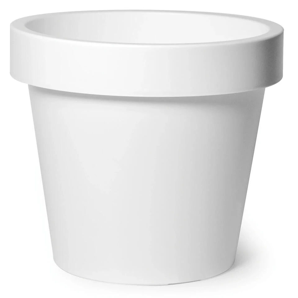 Mega Collections Plantenpot/bloempot - Kunststof - Wit - D25 Cm 1 Mega Collections Plantenpot/bloempot - Kunststof - Wit - D25 Cm