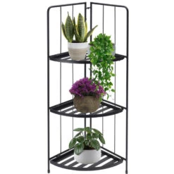 Pro Garden Plantenrek- Zwart - Metaal - 42 X 30 X 90 Cm - Inklapbaar -Exporteren Tuin & Thuis Decor Winkel 1000099254 0102