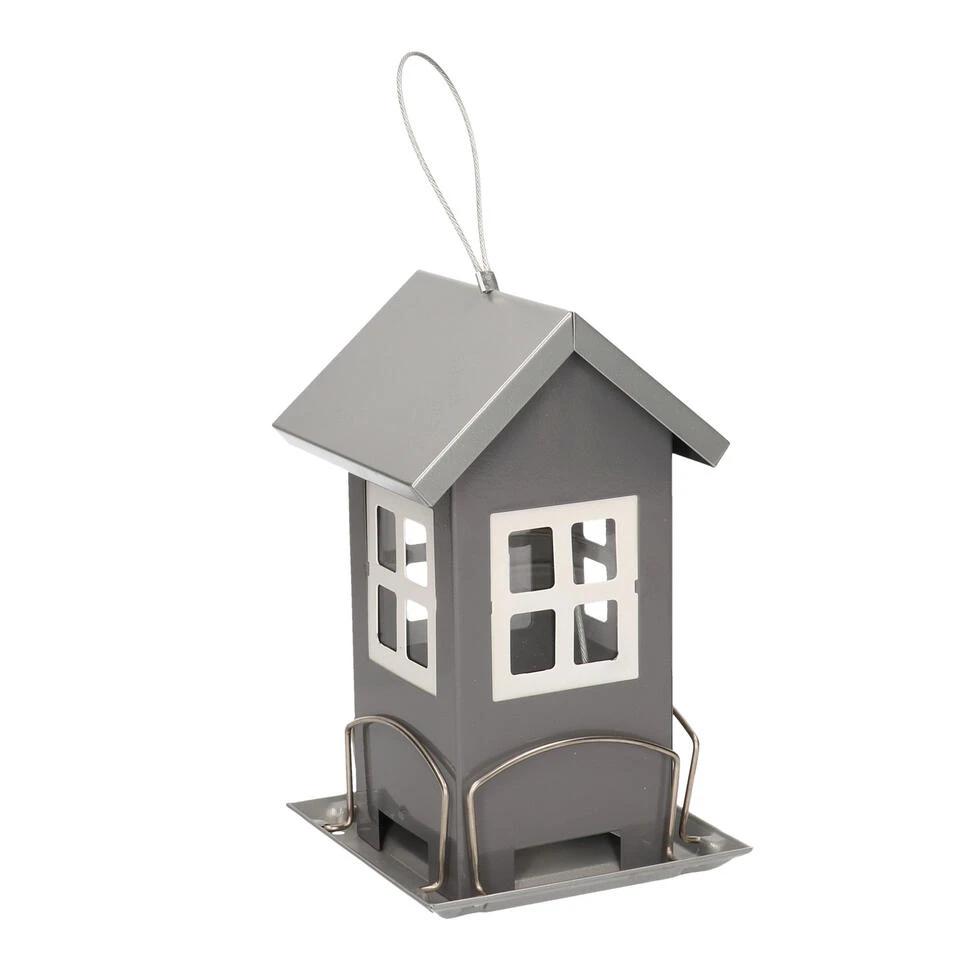Merkloos Vogelvoederhuisje - Metaal - Antraciet - 19 Cm - Voederplek 2 Merkloos Vogelvoederhuisje - Metaal - Antraciet - 19 Cm - Voederplek - Afbeelding 2