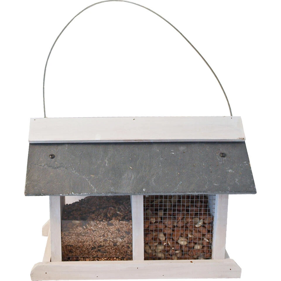 Boon Vogelhuisje-voederhuisje - Hout-leisteen - Wit - Met Twee Vakken - 31 Cm 2 Boon Vogelhuisje-voederhuisje - Hout-leisteen - Wit - Met Twee Vakken - 31 Cm - Afbeelding 2