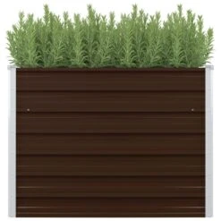 VidaXL Plantenbak Verhoogd 100x100x77 Cm Gegalvaniseerd Staal Bruin