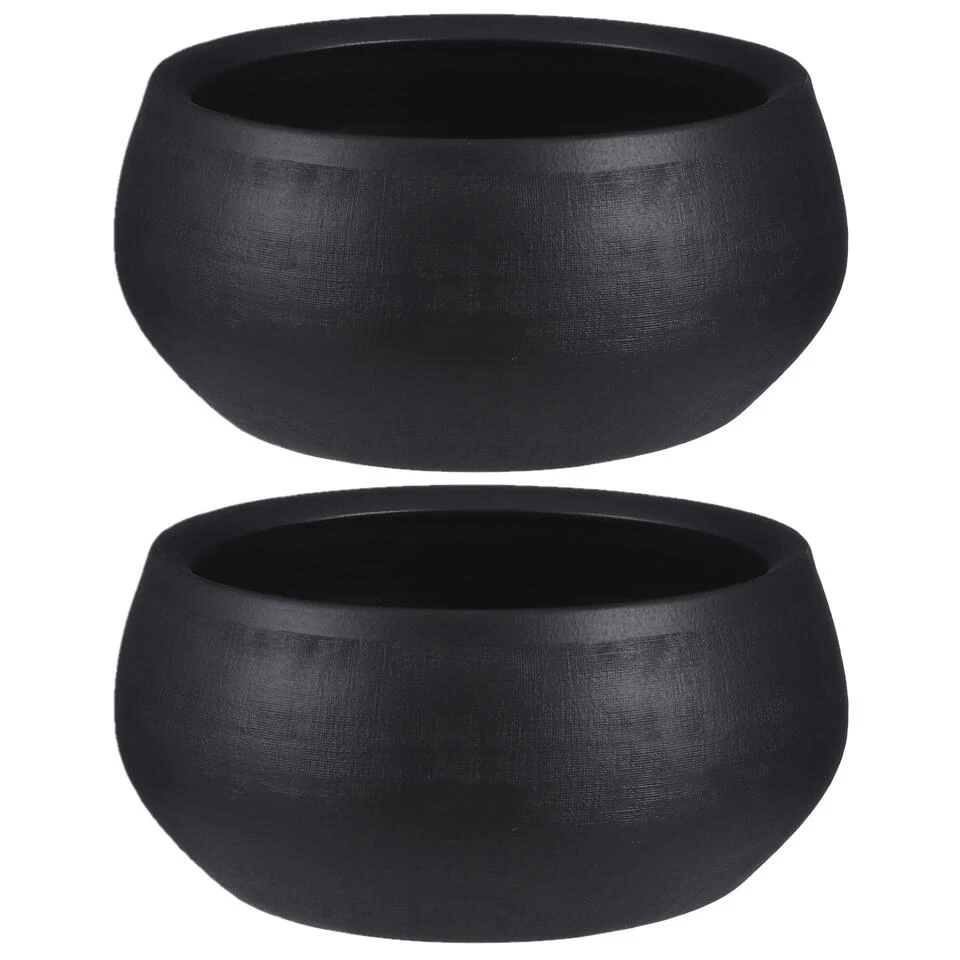 Mica Decorations Bloempot - Schaal - Zwart - Keramiek - 26 X 12 Cm 3 Mica Decorations Bloempot - Schaal - Zwart - Keramiek - 26 X 12 Cm - Afbeelding 3