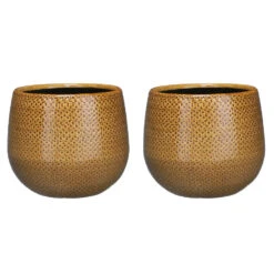 Mica Decorations Bloempot - Keramiek - Ribbel - Okergeel - 14 X 16 Cm -Exporteren Tuin & Thuis Decor Winkel 8defda827ead4a94a55466e2de4bb88a