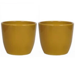 Floran Plantenpot - Okergeel - Glans - Keramiek - 13 X 12 Cm -Exporteren Tuin & Thuis Decor Winkel d4711ee6ee514e9594ffc38b02c6d54b
