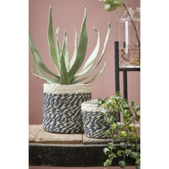 Mica Decorations Plantenmand - Naturel Met Zwart - Rotan - 16 X 16 Cm -Exporteren Tuin & Thuis Decor Winkel fd980f47848c434db80e3a99b3182991